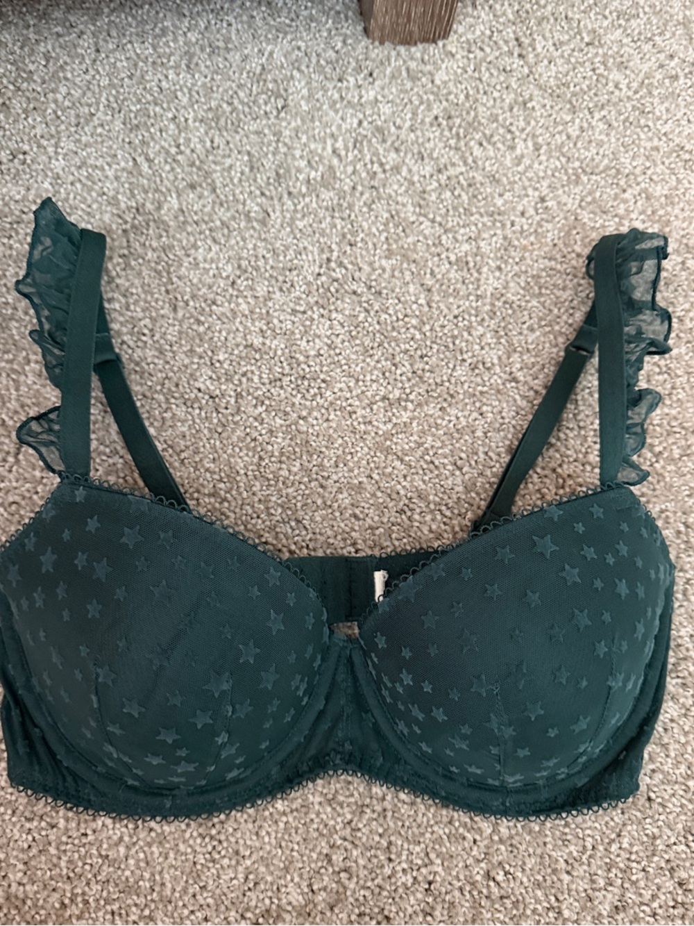 Victoria's Secret Dark Green Star-Print Underwire Bra